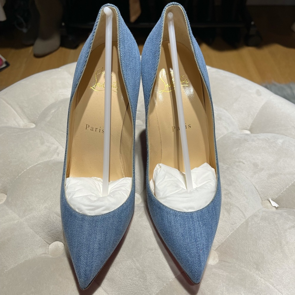 Christian Louboutin Denim Floral Pumps